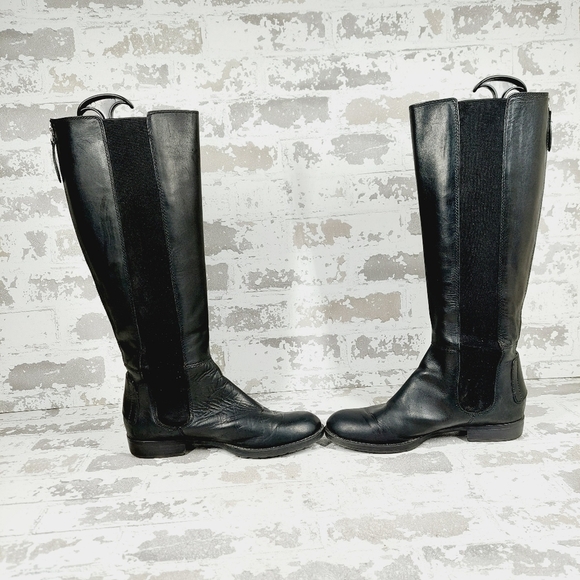 Franco Sarto Tahini Black Leather Elastic Gore Winter Boots I863 - Picture 7 of 14